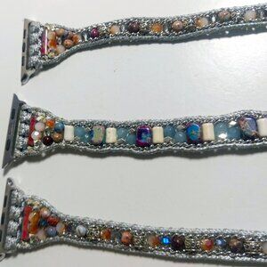 LOT OF 3 APPLE WATCH HANDMADE BEADED BANDS